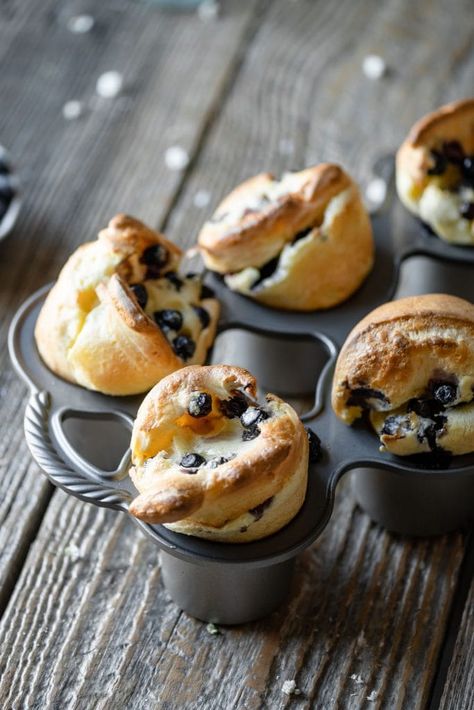 Half Baked Harvest Popovers, Best Popover Recipe, Pop Overs In Muffin Tin Popover Recipe, Dessert Popovers, Popover Muffins, Blueberry Popovers, Cooking Curriculum, Easy Popover Recipe, Perfect Popovers