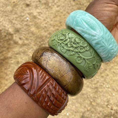 Earthy bold bangles 4000 each From left to right 1 sold❌ 2 sold ❌ 3 sold❌ 4 sold ❌ #earthyblackwoman#blackgirlaesthtics #bohemian #blackwomanjewelryoutfitaesthitic #jewelrystoreinlagos #earthygirlaccessoryvendorinnigeria #blackgirl #blackgirlmagic #etherial #boho #blackgirlaesthetic #explore #explorepage #chakra #bohochic #bohostyle #4hairstyle #blackgirloutfits #blackgirlhairstyles #spirituality #polaroid #jewelry #nature #blackgirlnature Earthy Bracelets, Earthy Fits, Festival Fits, Dope Jewelry Accessories, Earthy Jewelry, Jewelry Nature, Dope Jewelry, Nature Girl, Jewelry Stores