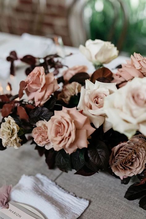 Blush And Black Wedding, Muted Burgundy, Floral Mood Board, Floral Palette, French Country Wedding, Neutral Wedding Flowers, Black Blush, Wedding Color Inspiration, Dark Wedding