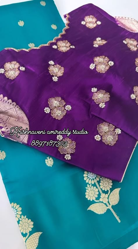 Violet Blouse Maggam Work Designs, Maggam Work Designs Latest, Blouse Maggam Work Designs, Simple Latest Maggam Work Designs, Blouse Maggam Work, Boat Neck Blouse Design, Maggam Work Designs, Aari Blouse, Latest Blouse Designs Pattern