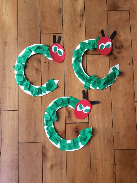 The Very Hungry Caterpillar Arts And Crafts, Crafts For Letter C Preschool, Activities For The Letter C Preschool, C Craft For Preschool, Hungry Caterpillar Crafts For Preschool, C Week Preschool Activities, Preschool C Activities, Catipillar Toddler Art, Letter C Caterpillar Craft Preschool