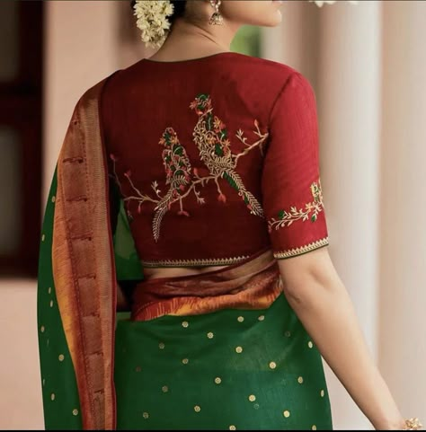 Maroon Colour Blouse Design, Saree Ready To Wear, Worked Blouse, Blouse Works, Blouse Designs High Neck, Aari Blouse, Saree Blouse Neck Designs, Backless Blouse Designs, New Saree Blouse Designs