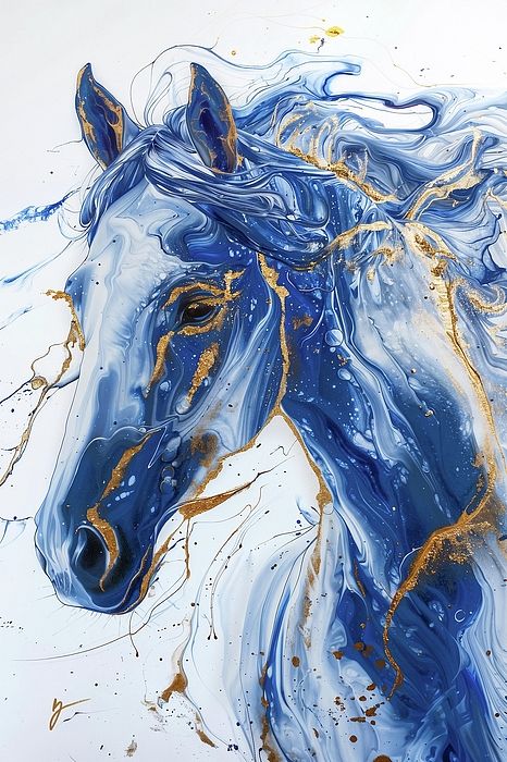 Maelstrom, by Greg Collins Water Horse Art, Ethereal Creature, Horse In Water Painting, Gold Leaf Horse Painting, Mystic Horse Art, Horse Art Ideas, Luxury Horse Art Tritic, Horse Oil Painting, Seahorse Art