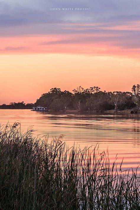 Houseboat among the gumtrees  at sunset, Murray River South Australia by John White Photos Australian Scenery, Camera Guide, Australian Landscapes, Take Good Pictures, Gibb River Road, Murray River, Revelation 22, Good Pictures, Outback Australia