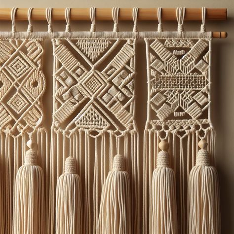 Aztec Macrame, Contemporary Macrame, Giant Macrame, Makramee Diy, Rope Decor, Macrame Owl, Macrame Knots Pattern, Macrame Wall Hanging Diy, Abstract Art Diy