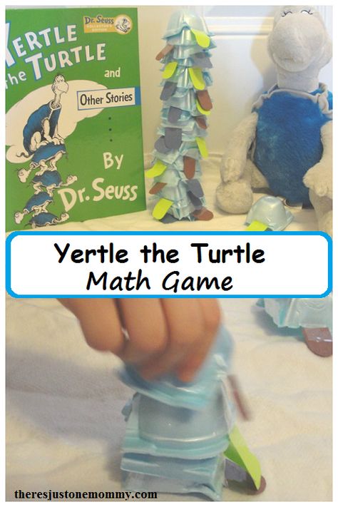 Yertle the Turtle book activity -- simple math game for Dr. Seuss book Yertle the Turtle Turtle Activity, Yertle The Turtle, Turtle Activities, Turtle Games, Dr Seuss Activities, Dr Seuss Crafts, Turtle Theme, Seuss Crafts, Dr. Seuss