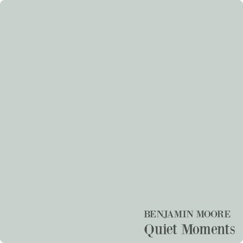 Benjamin Moore Quiet Moments paint color is a soft, blue-green gray to use for your interiors! Light Blue Green Gray Paint Colors, Soft Gray Blue Paint Colors, Muted Mint Paint Color, Serene Green Paint, Mint Green Benjamin Moore, Pale Green Grey Paint, Seaglass Benjamin Moore, Quiet Moments Benjamin Moore Bathroom, Bm Quiet Moments Paint