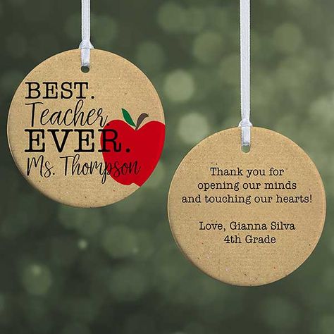 Teacher Crafts, Teacher Wreaths, Art Teacher Gifts, Teacher Craft, Teacher Ornaments, Best Teacher Ever, Teacher Things, Custom Christmas Ornaments, Favorite Teacher