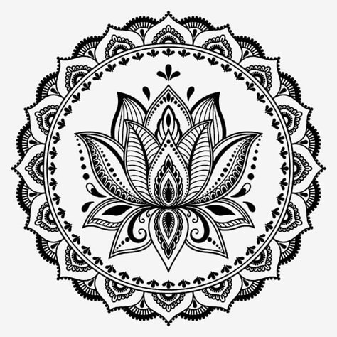 Lotus Henna, Tato Mandala, Mandala Lotus Flower, Lotus Flower Tattoo Design, Lotus Flower Mandala, Mehndi Style, Muster Tattoos, Lotus Mandala, Design Mandala