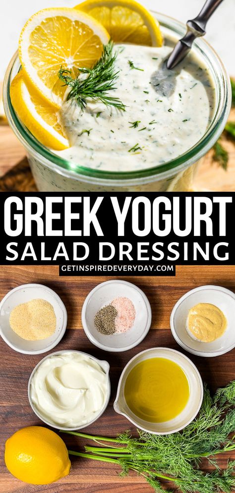 Yogurt Lemon Dressing, Greek Yogurt Lemon Dressing, Geek Yogurt Salad Dressing, Green Yogurt Dressing, Lemon Yogurt Salad Dressing, Salad Dressing Yogurt Recipes, Healthy Dill Salad Dressing, Healthy Dressings For Salads Homemade Greek Yogurt, Greek Yogurt Dill Dressing