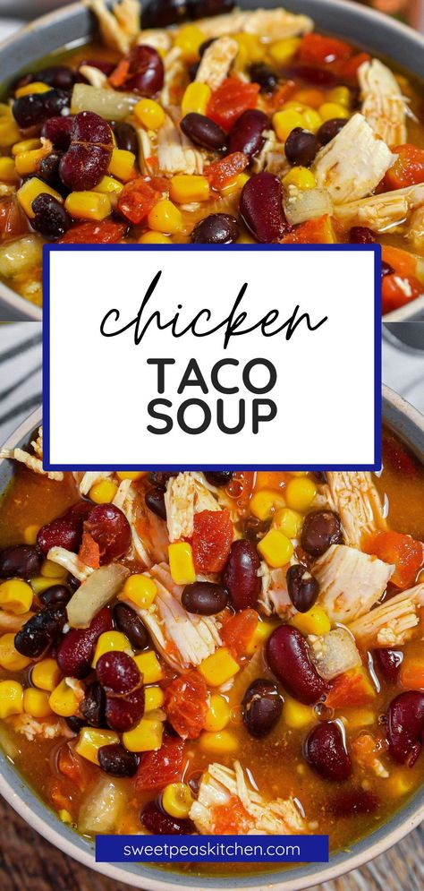 Your family is going to love this Chicken Taco Soup and be begging for more. Calories are almost nonexistent in this Chicken Taco Soup. This soup is so easy to make and does not require special ingredients, as a matter of fact, you likely have all the ingredients already. I can't wait for you to try it! Easy Low Calorie Soup Recipes, Low Calorie Chicken Soup Recipes, Can Chicken Soup Recipes, Low Calorie Chicken Soup, Chicken Taco Soup Crock Pot, Low Calorie Chicken Taco Soup, Ww Chicken Taco Soup, We Chicken Taco Soup, Weight Watchers Chicken Taco Soup