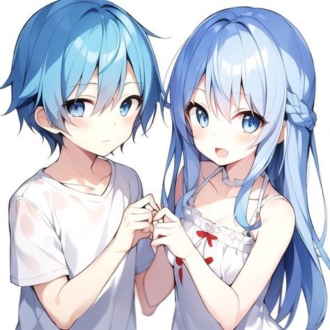 Fraternal kid twins , anime twins , blue hair Conjoined Twins Oc, Twin Character Design Male, Twins Oc, Anime Twins, Minecraft Base, Base Ideas, Light Blue Hair, Fraternal Twins, Anime Siblings