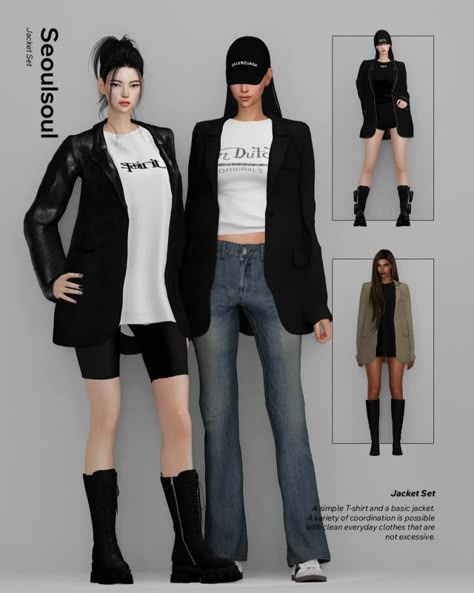 Seoul Soul Sims 4 Cc, Sims 4 Cc Jacket Accessory, Sims 4 Cc Lawyer, Sims4 Cc Jacket, Converse Chuck Taylor Outfit, Sims 4 90s Cc, Techwear Female, Hong Kong Street Fashion, Sims 4 Loft