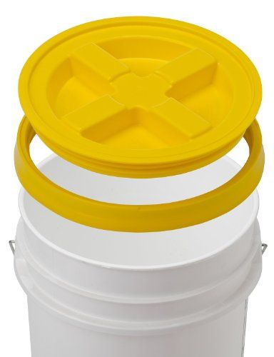 5 Gallon White Bucket & Gamma Seal Lid - Food Grade Plastic Pail & Gamma2 Screw Seal Tight Lid (Yellow) Preppers List, Food Grade Buckets, Plastic Pail, Oxygen Absorbers, Emergency Food Storage, Outdoor Storage Cabinet, Broom Handle, Food Storage Containers Organization, Survival Tips