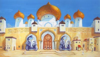 a zonzo: Aladdin Backgrounds Agrabah Palace, Aladdin Play, Aladdin Theater, Aladdin Musical, Arabian Nights Theme, Aladdin Costume, Jasmine Party, Kids Theater, Aladdin And Jasmine