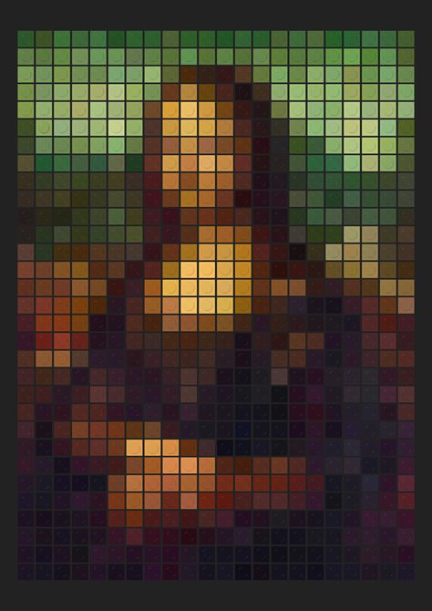 Mona Lisa Pixel Art Famous Pixel Art, Pixel Art Lesson, Big Pixel Art Grid, Minecraft Painting Pixel Art, Pixel Art Mona Lisa, Realistic Pixel Art, Large Pixel Art, 8x8 Pixel Art, Pixel Art Painting