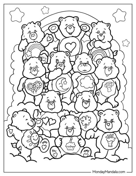 Care Bear Cousins Coloring Pages, Care Bears Coloring Sheets, Care Bear Coloring Page Free Printable, Carebear Coloring Page, Coloring Stickers Printables, Nostalgic Coloring Pages, 60s Coloring Pages, Marine Coloring Pages, Printable Coloring Sheets For Adults