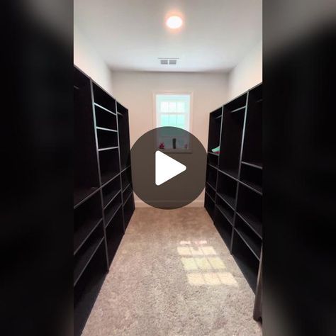 Closet With Black Shelves, Closet Room Black, Black Walk In Closet, How To Build Cheap And Easy Diy Closet Shelves, Target Shelf Closet Hack, Walmart Bookshelf Closet, Target Bookshelf Closet Organization, Bookshelf Closet Organization, Target Closet Organization