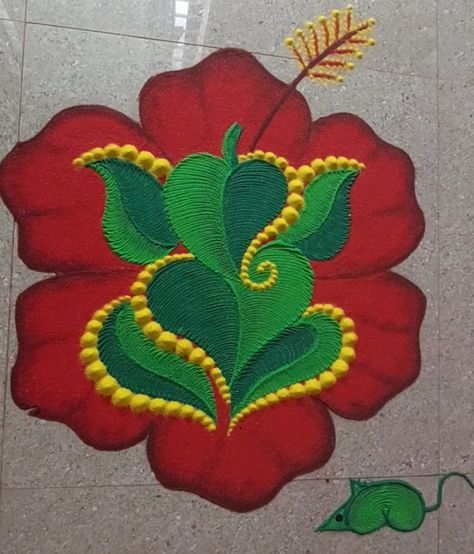 Leaf Ganpati Rangoli, Simple Flower Rangoli Ganpati, Rangoli With Diyas And Flowers, New Unique Rangoli Design, Simple Rangoli Designs For Ganpati, Deepawali Rangoli Designs Latest, Rangoli Designs Of Ganesha, Dipawali Padwa Rangoli, Lakshmi Ganesh Rangoli