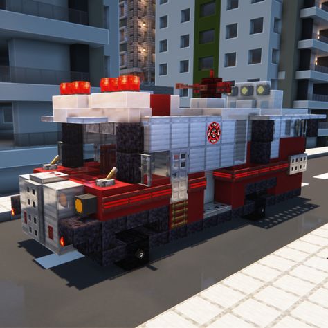 Fire Station Minecraft, Minecraft Fire Truck, Lego Fire Station, Lego Fire Trucks, Building A Fire, Minecraft Town, Lego City Fire Truck, Futuristic Fire Truck, Cloud City