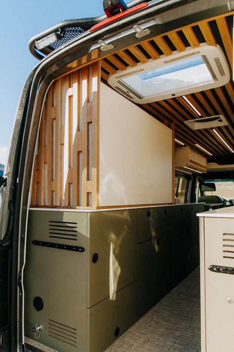 Hohm | Custom Sprinter Van | Yama Vans Diy Campervan Interior, Van Lighting, Van Walls, Camper Van Interior Ideas, Custom Sprinter Van, Van Garage, Camper Van Kitchen, Vw T3 Syncro, Van Shelving