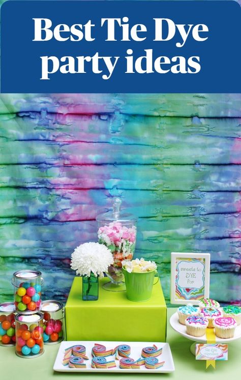 Get our best diy tie dye party ideas for decorations, food, favors and invitations. Host a tie dye theme for a birthday or summer break, and see how to set up here. #tiedyeparty #diy #snacks Diy Tie Dye Decorations, Tie Dye Theme Birthday Party Ideas, Tie Dye Centerpieces Parties, Tye Dye Themed Birthday Party, Tie Dye Bday Party Ideas, Tie Dye Party Decor, Tye Dye Decorations, Tie Dye Party Ideas Decorations, Tie Dye Decorations Party