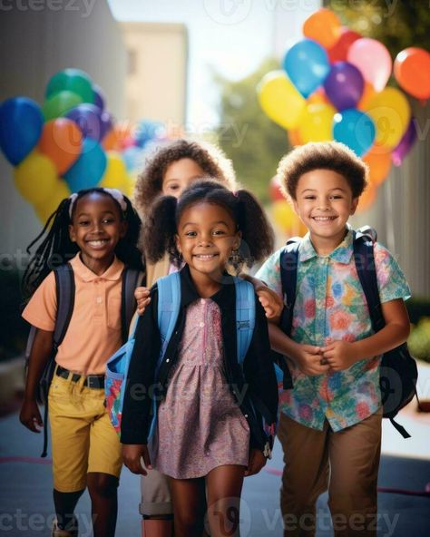 Education Pictures Image, Black Education Art, Black Power Kids, Education Photography Student Pictures, School Children Photos, African Image, Kids Background, African Children, Colourful Balloons