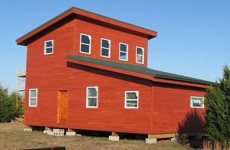 Shed Roof Cabin Design with a few questions. Double Shed Roof House, Double Shed Roof, Shed Roof House, Shed Roof Cabin, Shed Roof Design, Fodder System, House Renos, Lodge Design, Roof House