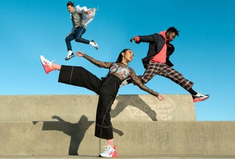 #Nike #Dancers #Dance #AirMax270Sneaker Trousers Runway, Shoes Moodboard, Nike Dance, Jumping Pictures, Dancing Poses, Skin Care Center, Interactive Art Installation, Urban Jeans, Nike Ad