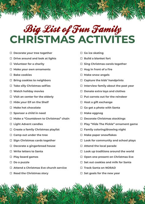 Things To Do With Family, Santa Games, Yule Traditions, Christmas Activities For Toddlers, Christmas Activities For Families, Family At Home, Christmas To Do List, Christmas Bucket List, Fun Christmas Activities