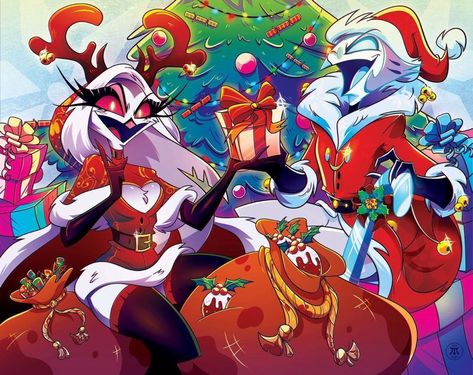 Boss Christmas, Boss Wallpaper, Monster Hotel, Vivziepop Hazbin Hotel, Holiday Prints, Hotel Art, Helluva Boss, Christmas Wallpaper, Cartoon Art Styles