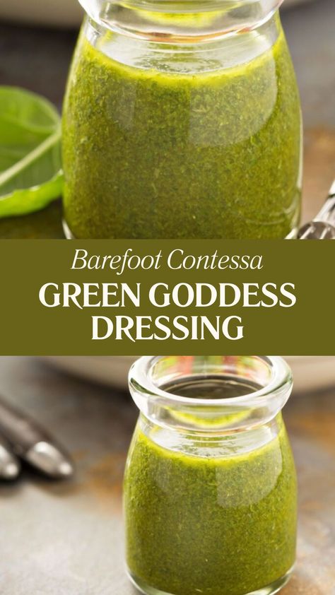 Barefoot Contessa Green Goddess Dressing Creamy Garlic Olive Dressing, Homemade Green Goddess Dressing, Greek Goddess Dressing, Green Goddess Sauce, Goddess Dressing Recipe, Green Goddess Salad Dressing, Greek Goddess Dress, Goddess Dressing, Green Goddess Dressing