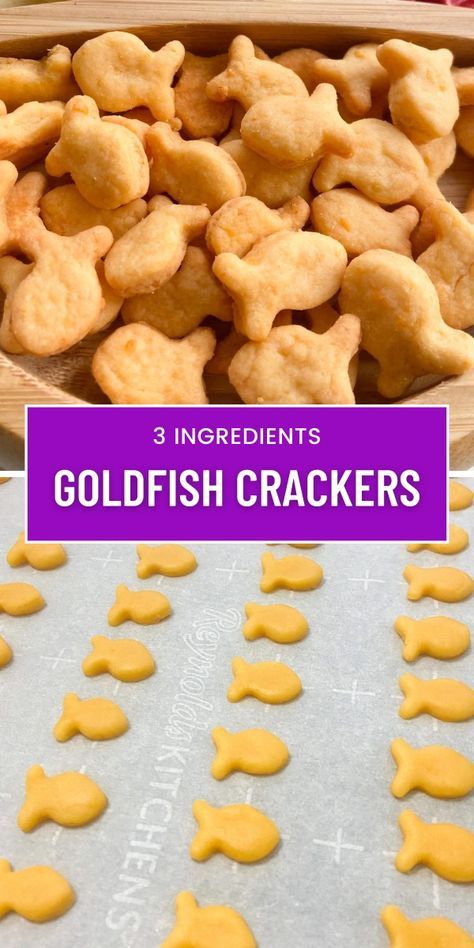 Make easy, healthy homemade goldfish crackers with this simple recipe, a fun and nutritious snack idea for kids. These snacks are delicious and contain only three ingredients, making them a great choice for health-conscious parents. Save this pin for inspiration and have this easy snack recipe ready whenever you need it! 3 Ingredient Goldfish, Easy Healthy Kid Snacks, One Year Old Snacks On The Go, Healthy Snacks To Prep, Nut Free Lunch Ideas For Kids, Healthy Snacks For Daycare, Healthy Snakes To Make, Pre K Snacks Ideas Preschool, Health Kids Meals