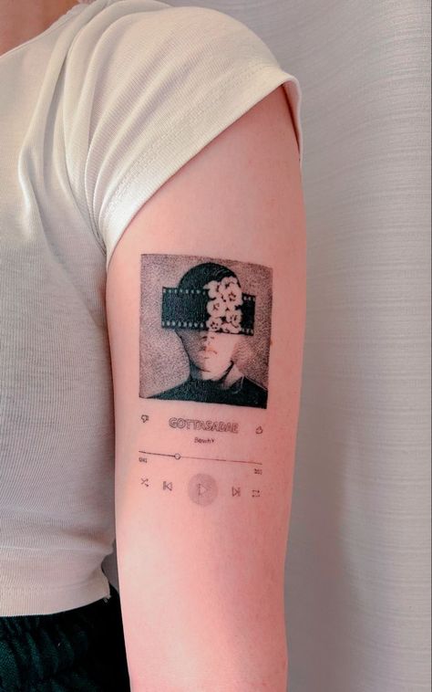 Music Album Cover Tattoo, Spotify Song Tattoo, Spotify Tattoo Ideas, Album Cover Tattoo Ideas, Spotify Code Tattoo, Spotify Tattoo, Album Cover Tattoo, 23 Tattoo, Word Tattoos With Meaning