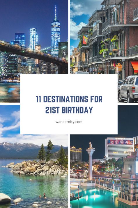 Don't know where to celebrate your 21st birthday? Here are some amazing destinations in the USA where you can have the best celebrations! Things To Do For 21st Birthday, 21st Birthday Places To Go, What To Do For 21st Birthday Ideas, Places To Go For 21st Birthday Trip, Places To Celebrate Your Birthday, Vegas For 21st Birthday, 21 Birthday Vacation Ideas, 22nd Birthday Trip Ideas, Birthday Destination Ideas