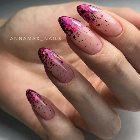 Long Nail Beds, Magenta Nails, Nails Yellow, Art Deco Nails, Romantic Nails, Gel Nail Art Designs, Gold Glitter Nails, Casual Nails, French Acrylic Nails