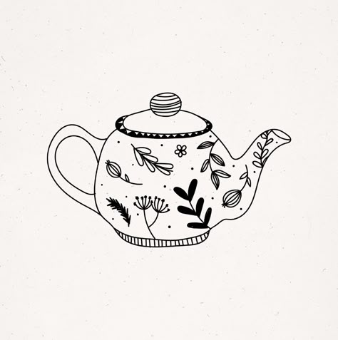 Teapot Tattoo, Creating Your Brand, Teacup Tattoo, Creative Business Owner, Arte Sketchbook, Arte Inspo, Mini Drawings, Screen Design, Journal Doodles