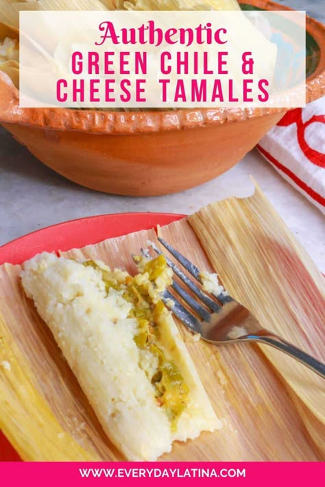 Traditional Green Chile and Cheese Tamales (Tamales Verdes) Green Chili Corn Tamales Recipe, Green Pork Tamales, Tamales Recipe Cheese Green Chilis, Green Chile Cheese Tamales, Green Pork Tamales Recipe Authentic, Green Chile Chicken Tamales, Green Chili Chicken Tamales, Cheese Tamales Green Chili, Green Chili Tamales Recipes