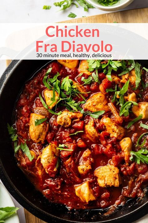 Chicken Diavolo Recipe, Chicken Fra Diavolo, Chicken Spinach Mushroom, Amazing Slow Cooker Recipes, Fra Diavolo, Chicken With Italian Seasoning, Freezer Food, Slender Kitchen, Spicy Tomato Sauce