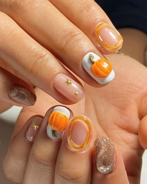 3d Pumpkin Nail Art, Fun October Nails, Fall 3d Nail Art, 3d Pumpkin Nails, Psl Nails, Nails Pumpkin Design, Halloween Nails 3d, Nails Halloween October, Pumpkin Nails Fall