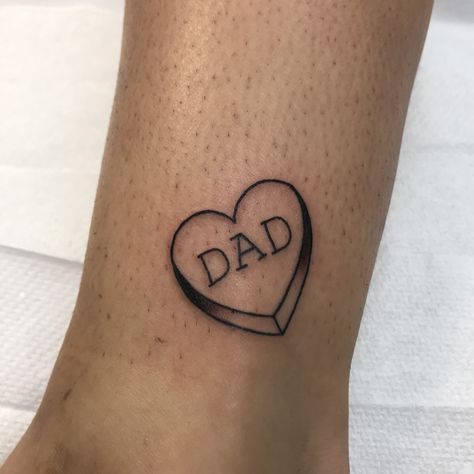 Candy Heart Tattoo Outline, Heart Tattoo Outline, Dad Heart Tattoo, Candy Heart Tattoo, Heart Tat, Sick Tattoos, Mom Heart Tattoo, Mum Tattoo, Sticker Tattoo