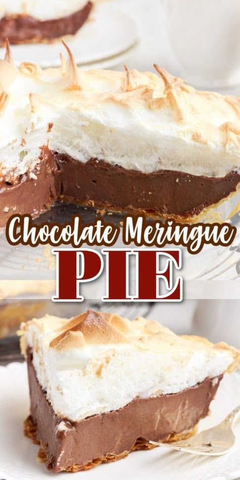 Chocolate Pie With Meringue, Chocolate Meringue Pie Recipe, Cold Pies, Homemade Chocolate Pie, Chocolate Meringue Pie, Easy Chocolate Pie, Meringue Topping, Paris Bakery, Meringue Pie Recipes