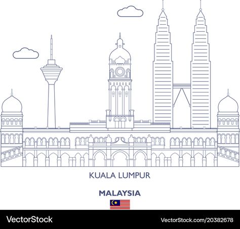 Malaysia Landmark, Skyline Illustration, Kuala Lumpur City, City Skyline, Kuala Lumpur, Line Drawing, Png Images, Vector Images, Vector Free