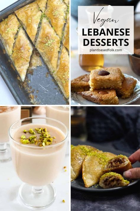 Vegan Arabic Dessert, Vegan Lebanese Dessert, Atayef Recipe, Lebanese Desserts Recipes, Vegan Lebanese, Sweet Drinks Recipes, Choc Chip Muffins, Traditional Desserts, Lebanese Desserts