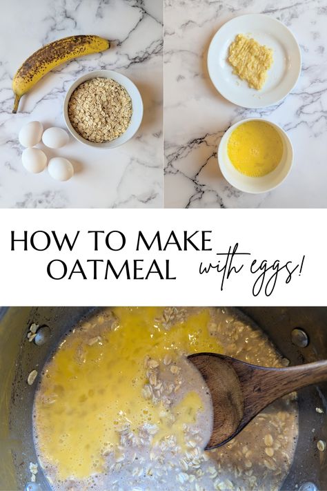 Pack your breakfast with protein by adding an egg in oatmeal! My kids love oatmeal, they eat it almost everyday. Oatmeal With Eggs Recipes, Egg Oatmeal Breakfast, Breakfast With Protein, Oatmeal Egg, Egg Oatmeal, Kid Breakfast, Oatmeal And Eggs, Make Oatmeal, Toddler Snack