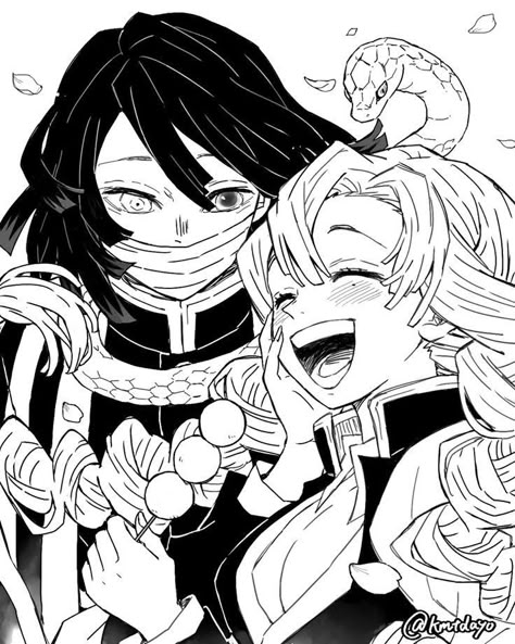 Mitsuri And Obanai, Demon Slayer Manga, Japon Illustration, Manga Wall, Manga Pages, Anime Sketch, Demon Slayer Kimetsu No Yaiba, Mangá Icons, Manga Panels