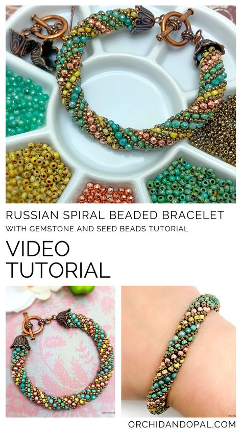 Spiral Beaded Earrings Tutorial, Russian Beading Tutorials, Russian Spiral Bracelet, Spiral Seed Bead Bracelet, Russian Beadwork, Spiral Beaded Bracelet, Seed Bead Crochet, Russian Spiral Tutorial Free Patterns, Russian Spiral Tutorial Free