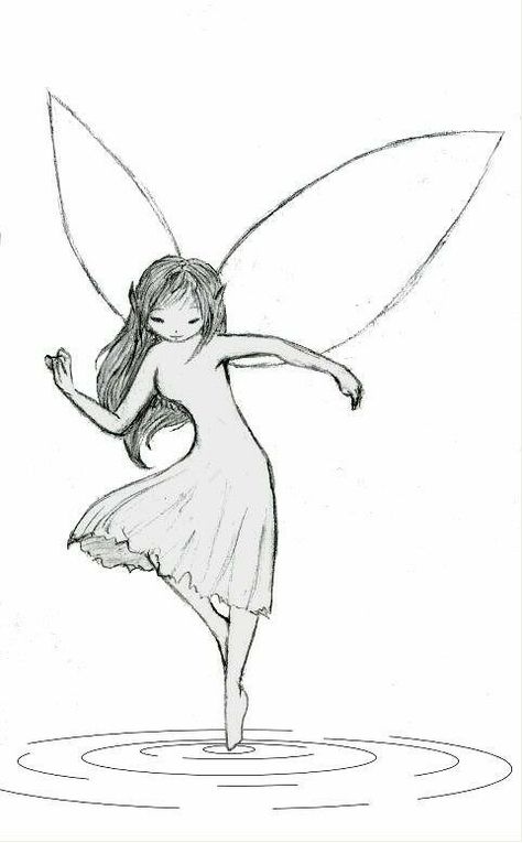 Drawings Of Fairies, Drawing Fairies, Draw A Fairy, Simple Pencil Drawings, Fairy Logo, Fantastic Drawing, How To Draw Water, Fairy Sketch, Camping Drawing