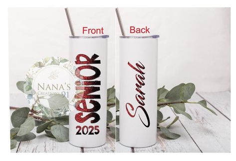 SENIOR 2025 TUMBLER, Red and Black Ombre, Class of 2025, Personalized Senior Gift, SENIOR 2025, Christmas Gift, Senior Tumbler Class Of 2025, Senior Gifts, Black Ombre, Personalized Tumbler, Plastic Straw, Holiday Deals, Vinyl Colors, Red And Black, Halloween Shopping