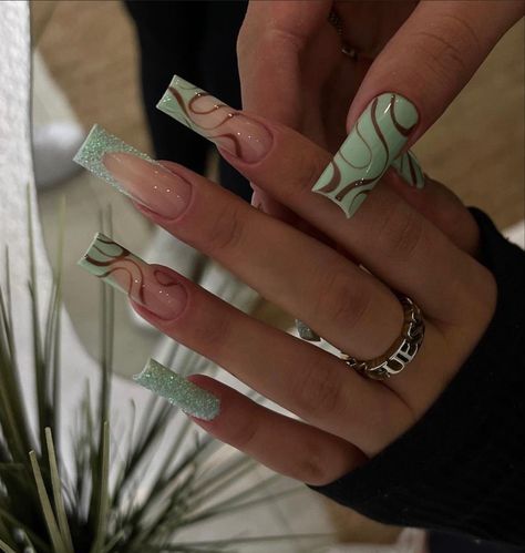 Nails And Rings, Long Acrylic Nail Designs, Easy Nails, Cute Acrylic Nail Designs, Her Nails, Long Acrylic Nails Coffin, Unique Acrylic Nails, Long Square Acrylic Nails, Nail Swag